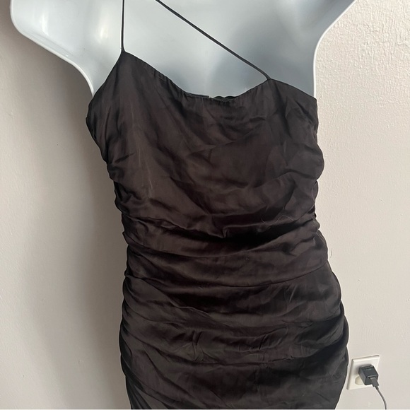 Anthropologie Atoir Sequoia Ruched Black Thigh Slit Criss Cross Dress Size 4 - Picture 14 of 16